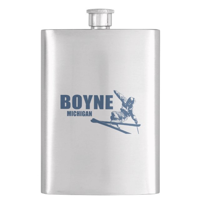 Boyne Mountain Resort Michigan Skier Flask (Front)