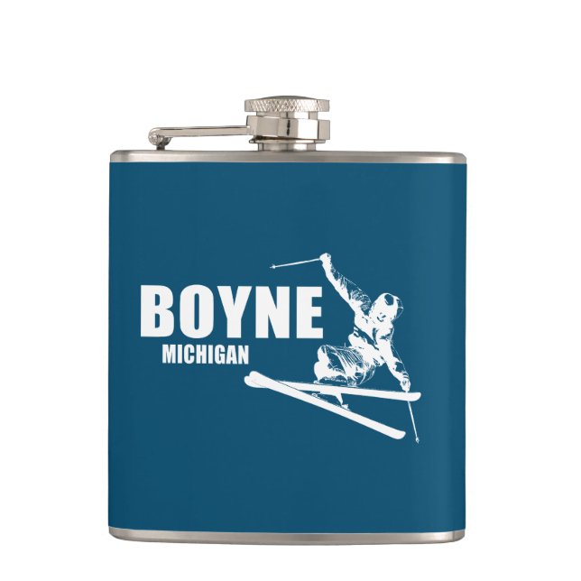 Boyne Mountain Resort Michigan Skier Flask (Front)