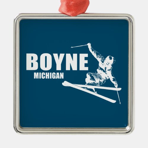 Boyne Mountain Resort Michigan Skier Metal Ornament