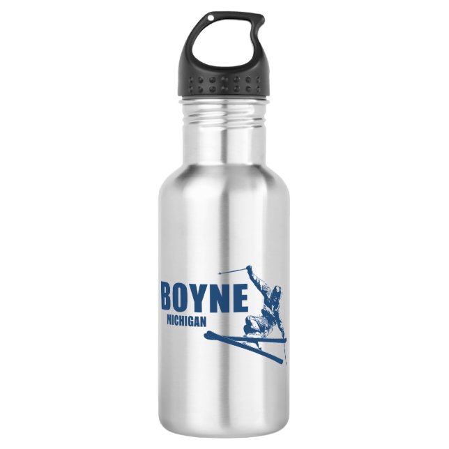 Boyne Mountain Resort Michigan Skier Stainless Steel Water Bottle (Front)