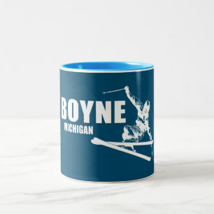 Boyne Mountain Resort Michigan Skier Two-Tone Coffee Mug