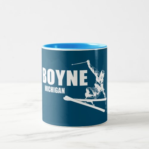 Boyne Mountain Resort Michigan Skier Two_Tone Coffee Mug