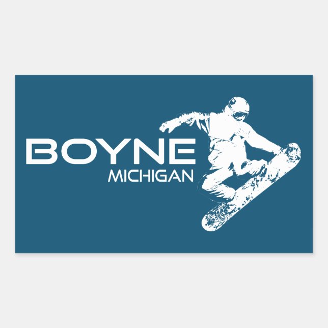 Boyne Mountain Resort Michigan Snowboarder Rectangular Sticker (Front)