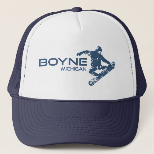 Boyne Mountain Resort Michigan Snowboarder Trucker Hat