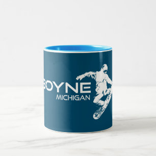 Boyne Mountain Resort Michigan Snowboarder Two-Tone Coffee Mug