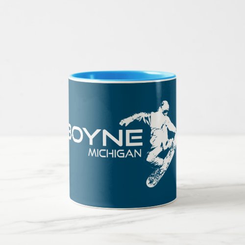Boyne Mountain Resort Michigan Snowboarder Two_Tone Coffee Mug