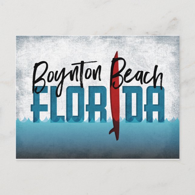 Boynton Beach Postcard Florida Surfboard (Front)