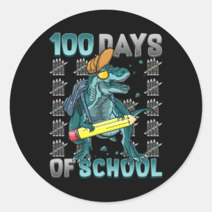 Boys 100 Days Of School Dinosaur 100 Days Smarter Classic Round Sticker