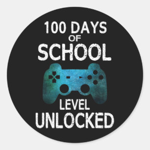 Boys 100 Days Of School Gamer Video Games Level Un Classic Round Sticker