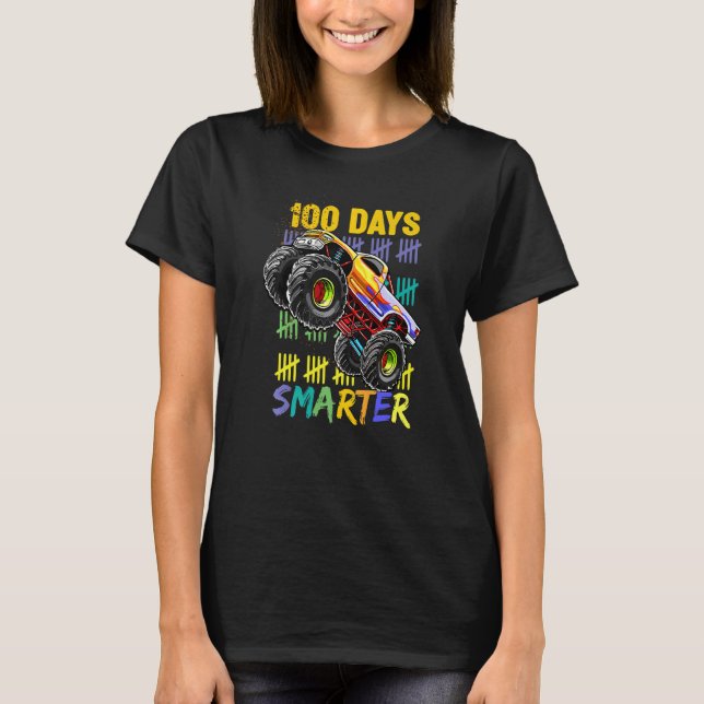 Boys 100th Day of School Shirt Monster Truck 100 S (Front)