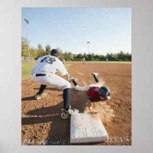 Boys (10-11) playing baseball poster