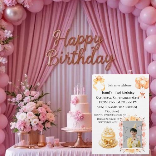 Boy's 10th Birthday Photo Party Invitation | Doubl