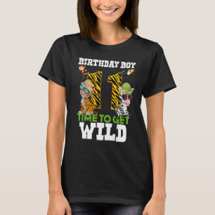 Boys 11th Birthday 11 Years Old Boy Safari Zoo Tig T-Shirt