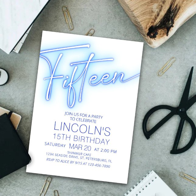 Boys 15th Neon Pool Birthday Invitation (Creator Uploaded)