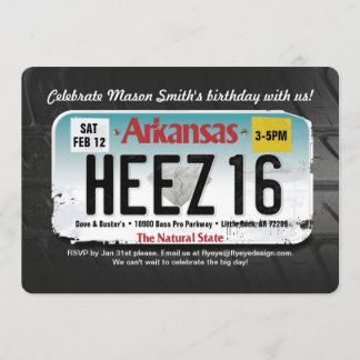 Boy's 16th Birthday Arkansas License Invitation