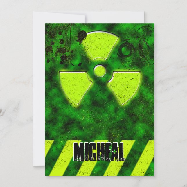 Boys 16th Birthday Goth Bio-hazard Invitation (Front)