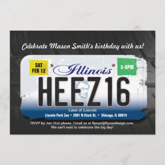 Boy's 16th Birthday Illinois License Invitation