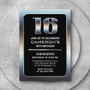 Boy's 16th Birthday Invitation