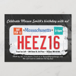 Boy's 16th Birthday Massachusetts Invitation