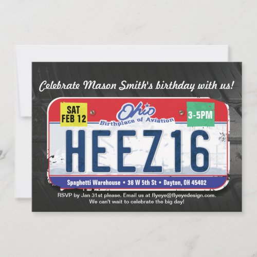 Boy's 16th Birthday Ohio Invitation