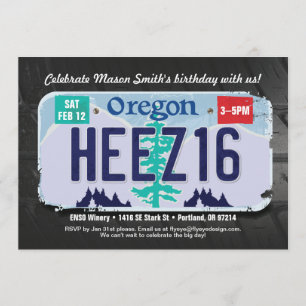 Boy's 16th Birthday Oregon License Invitation