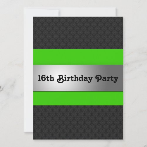 Boy's 16th Birthday Party Invite