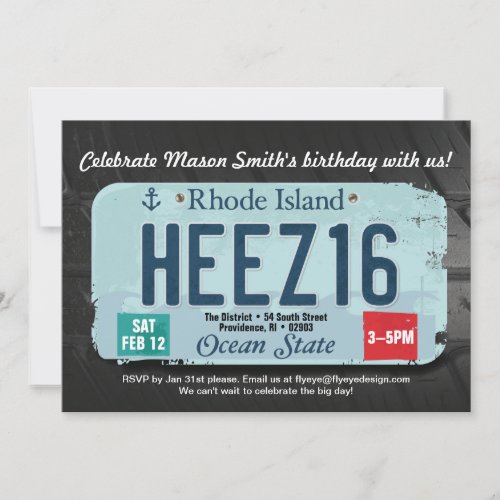 Boy's 16th Birthday RI License Invitation