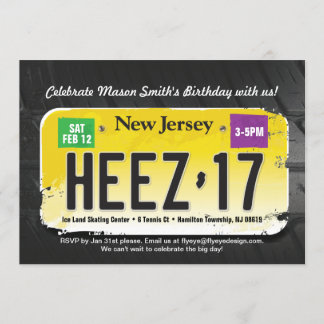 Boy's 17th Birthday New Jersey License Invitation