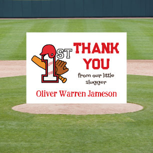 Boy's 1st Birthday Baseball  Thank You Card