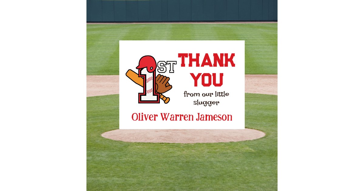 Boy's 1st Birthday Baseball Thank You Card | Zazzle