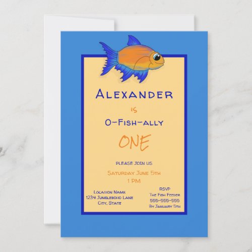 Boys 1st Birthday Fish O Fish Ally O_Fish_AL Invitation