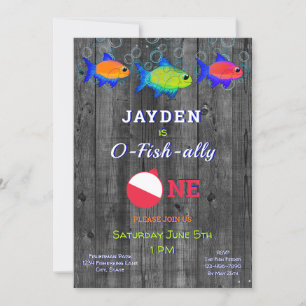 Boys 1st Birthday Little Fisherman O Fishally One Invitation