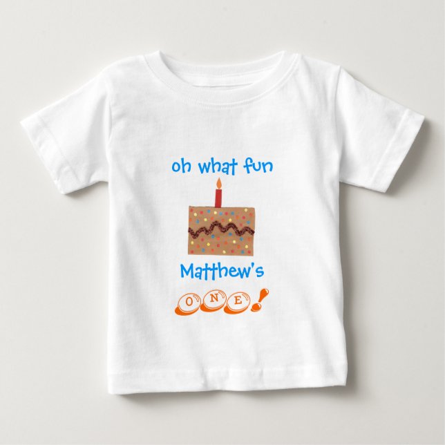Boys 1st birthday outfit - personalized with name baby T-Shirt (Front)