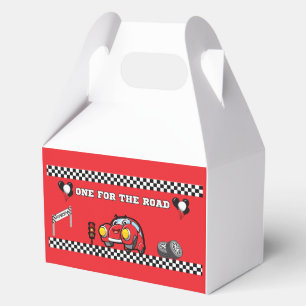 BOY'S 1ST BIRTHDAY PARTY RED CHECKERED RACE CAR FAVOR BOXES