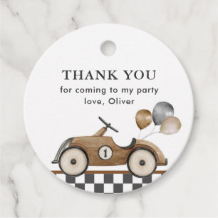 Boys 1st Birthday Retro Race Car Favor Tags