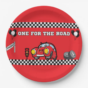 BOY'S 1ST BIRTHDAY ROUND 9" RED RACE CAR  PAPER PLATES