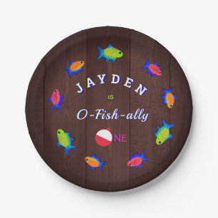 Boys 1st Birthday Thank You O Fishally One Paper Plates