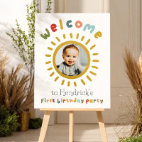 Boys 1st Trip Around Sun Birthday Welcome Sign