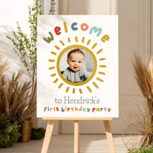 Boys 1st Trip Around Sun Birthday Welcome Sign