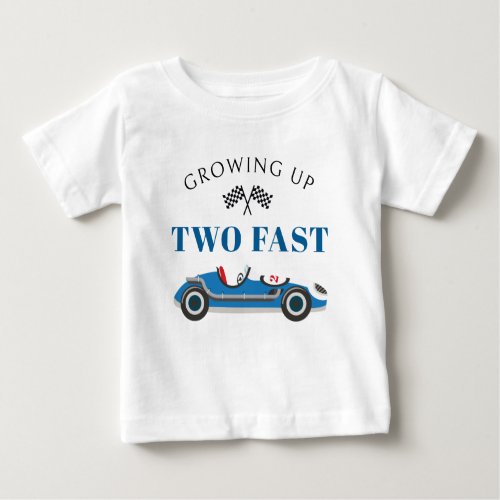 Boys 2nd Birthday Blue Race Car Personalized  Baby T_Shirt