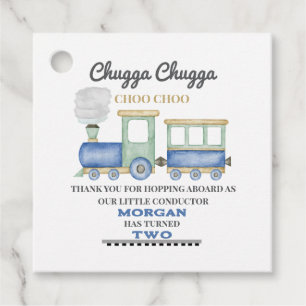 Boy's 2nd Birthday Blue Train Chugga Choo Favor Tags