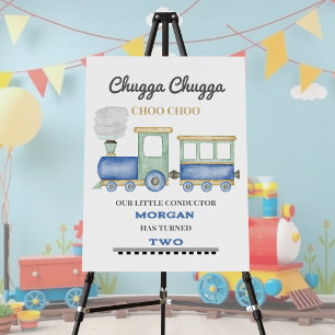 Boy's 2nd Birthday Blue Train Chugga Choo Foam Board