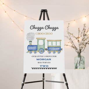 Boy's 2nd Birthday Blue Train Chugga Choo Foam Board