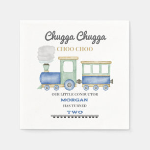 Boy's 2nd Birthday Blue Train Chugga Choo Napkins