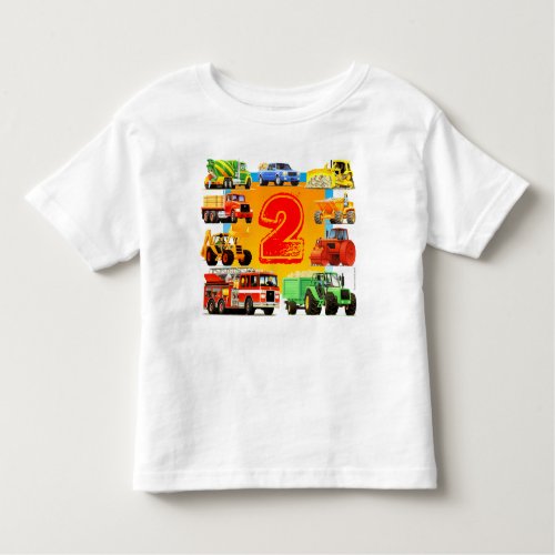 Boys 2nd Birthday Construction Truck Toddler T_shirt