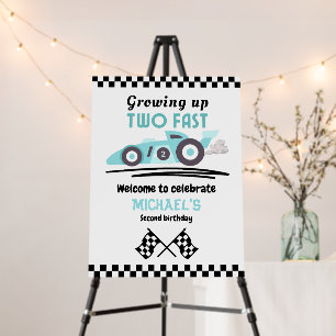 Boys 2nd Birthday Growing Up Two Fast Race Car Foam Board
