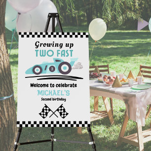 Boys 2nd Birthday Growing Up Two Fast Race Car Foam Board