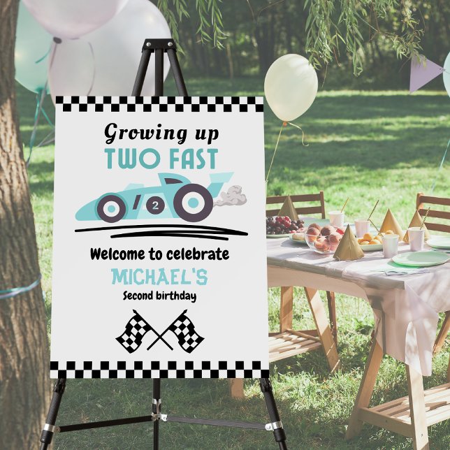 Boys 2nd Birthday Growing Up Two Fast Race Car Foam Board (Creator Uploaded)