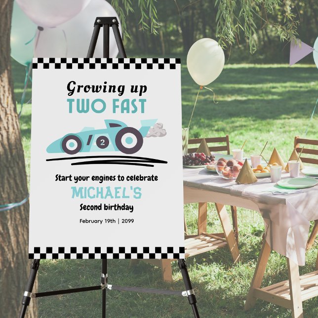 Boys 2nd Birthday Growing Up Two Fast Race Car Foam Board (Creator Uploaded)