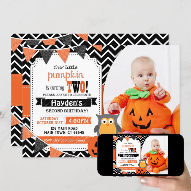 Boys 2nd Birthday Halloween Birthday Invite | Zazzle